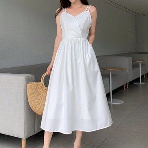 DAZY Solid Shirred Detail Dress